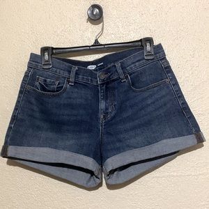 Old Navy Jean Shorts 4 Boyfriend Blue Some Stretch Cuffed Hem Cotton Blend
